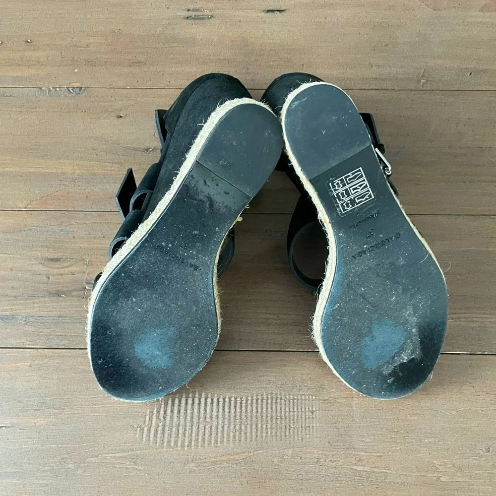 Balenciaga black suede espadrilles